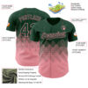 Custom Green Medium Pink 3D Gradient Square Shape Authentic Baseball Jersey