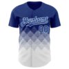 Custom Royal White 3D Gradient Square Shape Authentic Baseball Jersey