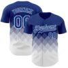 Custom Royal White 3D Gradient Square Shape Authentic Baseball Jersey