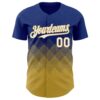 Custom Royal White-Old Gold 3D Gradient Square Shape Authentic Baseball Jersey