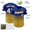 Custom Royal White-Old Gold 3D Gradient Square Shape Authentic Baseball Jersey