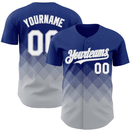 3DPattern7312 Custom Royal White-Gray 3D Gradient Square Shape Authentic Baseball Jersey