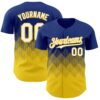 Custom Royal White-Yellow 3D Gradient Square Shape Authentic Baseball Jersey