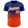 Custom Royal White-Orange 3D Gradient Square Shape Authentic Baseball Jersey