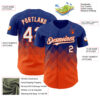 Custom Royal White-Orange 3D Gradient Square Shape Authentic Baseball Jersey