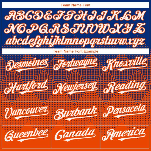 Custom Royal White-Orange 3D Gradient Square Shape Authentic Baseball Jersey