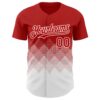 Custom Red White 3D Gradient Square Shape Authentic Baseball Jersey