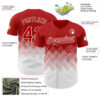 Custom Red White 3D Gradient Square Shape Authentic Baseball Jersey