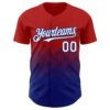 Custom Red White-Royal 3D Gradient Square Shape Authentic Baseball Jersey
