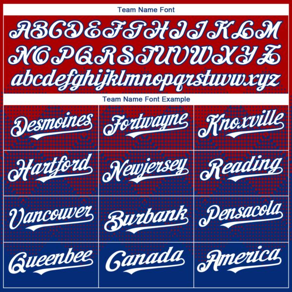 Custom Red White-Royal 3D Gradient Square Shape Authentic Baseball Jersey