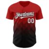Custom Red White-Black 3D Gradient Square Shape Authentic Baseball Jersey