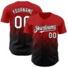 Custom Red White-Black 3D Gradient Square Shape Authentic Baseball Jersey
