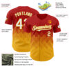 Custom Red White-Gold 3D Gradient Square Shape Authentic Baseball Jersey