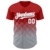 Custom Red White-Gray 3D Gradient Square Shape Authentic Baseball Jersey