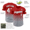 Custom Red White-Gray 3D Gradient Square Shape Authentic Baseball Jersey