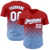 Custom Red White-Light Blue 3D Gradient Square Shape Authentic Baseball Jersey