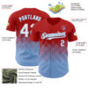 Custom Red White-Light Blue 3D Gradient Square Shape Authentic Baseball Jersey