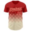 Custom Red Cream 3D Gradient Square Shape Authentic Baseball Jersey