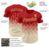 Custom Red Cream 3D Gradient Square Shape Authentic Baseball Jersey