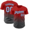 Custom Red Light Blue-Steel Gray 3D Gradient Square Shape Authentic Baseball Jersey