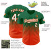 Custom Kelly Green White-Orange 3D Gradient Square Shape Authentic Baseball Jersey