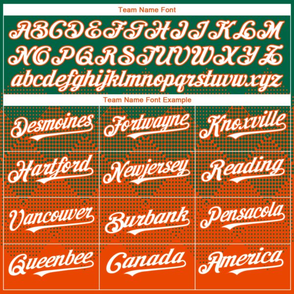 Custom Kelly Green White-Orange 3D Gradient Square Shape Authentic Baseball Jersey