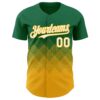 Custom Kelly Green White-Gold 3D Gradient Square Shape Authentic Baseball Jersey