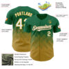 Custom Kelly Green White-Old Gold 3D Gradient Square Shape Authentic Baseball Jersey