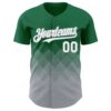 Custom Kelly Green White-Gray 3D Gradient Square Shape Authentic Baseball Jersey