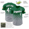 Custom Kelly Green White-Gray 3D Gradient Square Shape Authentic Baseball Jersey