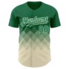 Custom Kelly Green Cream 3D Gradient Square Shape Authentic Baseball Jersey
