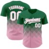 Custom Kelly Green White-Light Pink 3D Gradient Square Shape Authentic Baseball Jersey