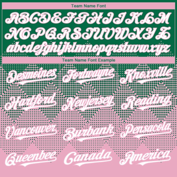 Custom Kelly Green White-Light Pink 3D Gradient Square Shape Authentic Baseball Jersey