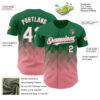 Custom Kelly Green White-Medium Pink 3D Gradient Square Shape Authentic Baseball Jersey