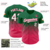Custom Kelly Green White-Neon Pink 3D Gradient Square Shape Authentic Baseball Jersey