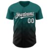 Custom Teal White-Black 3D Gradient Square Shape Authentic Baseball Jersey