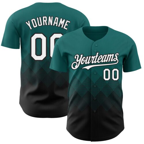 3DPattern7334 Custom Teal White-Black 3D Gradient Square Shape Authentic Baseball Jersey