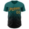 Custom Teal Old Gold-Black 3D Gradient Square Shape Authentic Baseball Jersey
