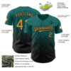 Custom Teal Old Gold-Black 3D Gradient Square Shape Authentic Baseball Jersey
