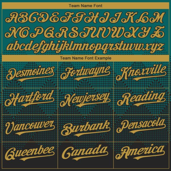 Custom Teal Old Gold-Black 3D Gradient Square Shape Authentic Baseball Jersey