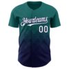 Custom Teal White-Navy 3D Gradient Square Shape Authentic Baseball Jersey