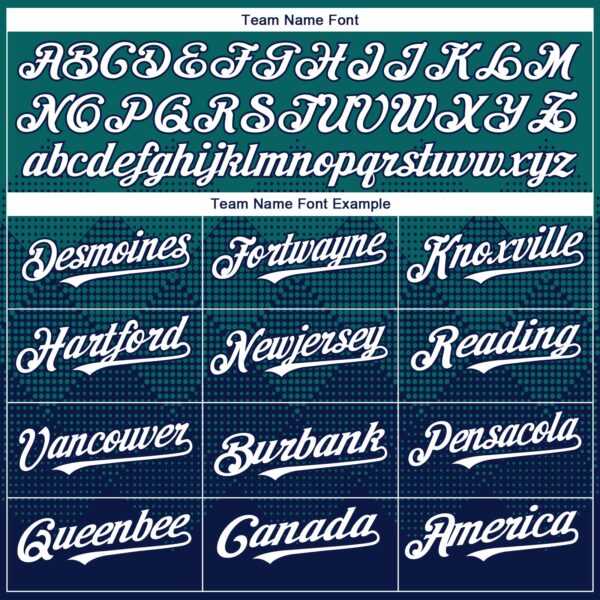 Custom Teal White-Navy 3D Gradient Square Shape Authentic Baseball Jersey