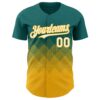Custom Teal White-Gold 3D Gradient Square Shape Authentic Baseball Jersey