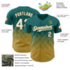 Custom Teal White-Old Gold 3D Gradient Square Shape Authentic Baseball Jersey