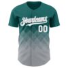 Custom Teal White-Gray 3D Gradient Square Shape Authentic Baseball Jersey