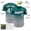 Custom Teal White-Gray 3D Gradient Square Shape Authentic Baseball Jersey