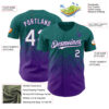 Custom Teal White-Purple 3D Gradient Square Shape Authentic Baseball Jersey