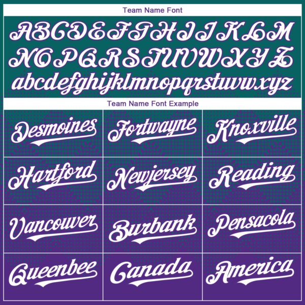 Custom Teal White-Purple 3D Gradient Square Shape Authentic Baseball Jersey