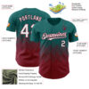 Custom Teal White-Crimson 3D Gradient Square Shape Authentic Baseball Jersey