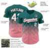 Custom Teal White-Medium Pink 3D Gradient Square Shape Authentic Baseball Jersey